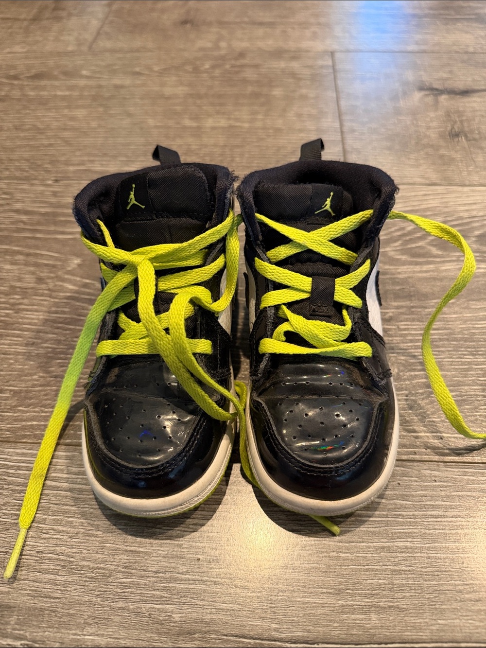 Nike Air Jordan Kids Black & Neon Green Basketball Sneakers